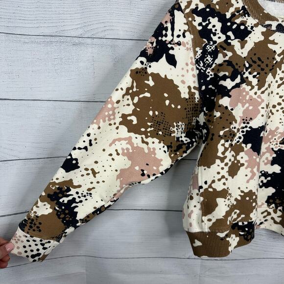 Rag & Bone Womens size Small Pixelated Camo Camouflage Crew Neck Crop Sweatshirt - Picture 7 of 10